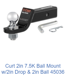 Combo Ball Mount 2", 2" drop, 2" ball, 5/8" pin/clip