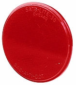 Reflector, Red, 3-1/4" Dia W/Adhesive Backing