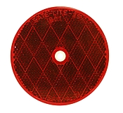Reflector, Red, 3-1/4" Dia W/Center Mount Hole
