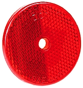 Reflector, Red, 2-3/8" Dia W/Center Mount Hole