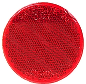 Reflector, Red, 2-3/8" Dia W/Adhesive Backing